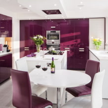 Purple kitchen: color combinations, choice of curtains, finishes, wallpaper, furniture, lighting and decor-7
