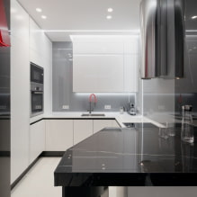 Design of a narrow kitchen: layout, decoration, furniture arrangement, photo-0