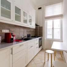 Design of a narrow kitchen: layout, decoration, furniture arrangement, photo-4