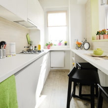 Design einer schmalen Küche: Grundriss, Dekoration, Möbelanordnung, Foto-8