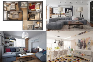 Design of a four-room apartment: layouts, 3 projects, photos