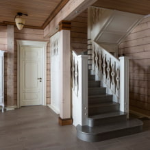 Treppe zum zweiten Stock eines Privathauses: Typen, Formen, Materialien, Dekoration, Farbe, Stile-3