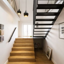 Treppe zum zweiten Stock eines Privathauses: Typen, Formen, Materialien, Dekoration, Farbe, Stile-4