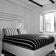 Fekete-fehér hálószoba: tervezési jellemzők, bútorválasztás és dekoráció-6