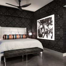 Schwarzes Schlafzimmer: Foto im Innenraum, Designmerkmale, Kombinationen-1