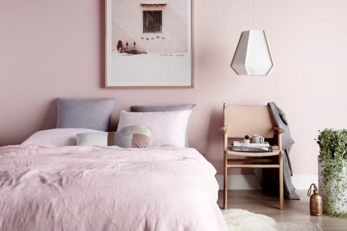Rózsaszín hálószoba: tervezési jellemzők, gyönyörű kombinációk, valódi fotók