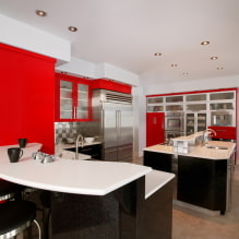 Rote und schwarze Küche: Kombinationen, Stilwahl, Möbel, Tapeten und Vorhänge-0