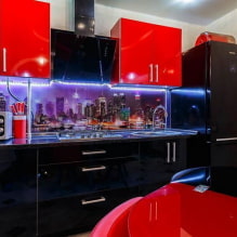 Red and black kitchen: combinations, choice of style, furniture, wallpaper and curtains-2
