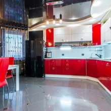 Red and black kitchen: combinations, choice of style, furniture, wallpaper and curtains-4