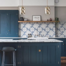 Blaue Küche: Gestaltungsmöglichkeiten, Farbkombinationen, echte Fotos-5