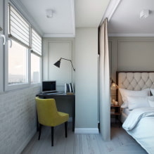 Bedroom design 17 sq. m. - layouts, design features-2