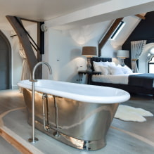 Bathroom in the bedroom: pros and cons, photo in the interior-0