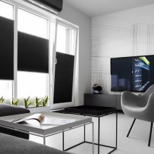 Fekete-fehér nappali: tervezési jellemzők, valódi példák a belső térben-0