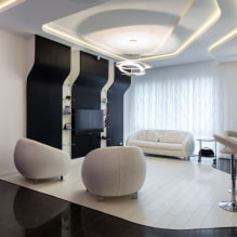 Schwarz-weißes Wohnzimmer: Designmerkmale, echte Beispiele im Innenraum-3