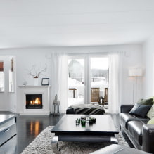 Schwarz-weißes Wohnzimmer: Designmerkmale, echte Beispiele im Innenraum-4