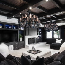 Fekete-fehér nappali: tervezési jellemzők, valódi példák a belső térben-5