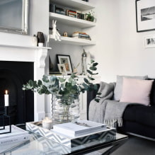 Fekete-fehér nappali: tervezési jellemzők, valódi példák a belső térben-6