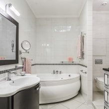 อ่างอาบน้ำเข้ามุมในการตกแต่งภายใน: ข้อดีและข้อเสีย ตัวอย่างการออกแบบ-4