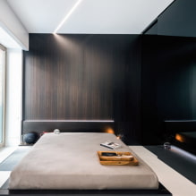 Hálószoba a minimalizmus stílusában: fotó a belső térben és a design jellemzői-0