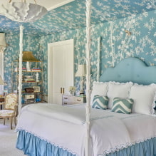 ห้องนอนโทนสีฟ้า: คุณสมบัติการออกแบบ การผสมสี แนวคิดการออกแบบ-8