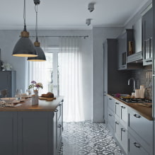 Gray kitchen in the interior: design examples, combinations, choice of finishes and curtains-3
