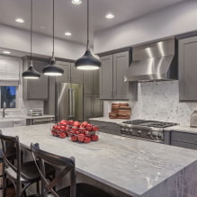 Gray kitchen in the interior: design examples, combinations, choice of finishes and curtains-4