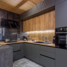 Graue Küche im Innenraum: Designbeispiele, Kombinationen, Auswahl an Oberflächen und Vorhängen-8