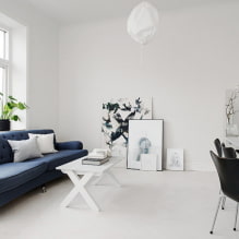 Fehér nappali: tervezési jellemzők, fotók, kombinációk más színekkel-7
