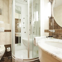 Fürdőszoba kialakítása zuhanyzóval: fotó a belső térben, elrendezési lehetőségek-7
