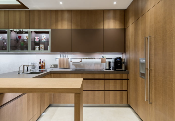 Barna konyha: kombinációk, tervezési ötletek, valódi példák a belső térben