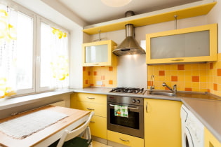 Sárga konyha: tervezési jellemzők, valódi fotópéldák, kombinációk