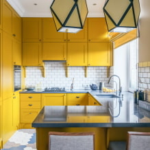 Sárga konyha: tervezési jellemzők, valódi fotópéldák, kombinációk-1