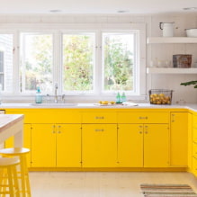 Sárga konyha: tervezési jellemzők, valódi fotópéldák, kombinációk-4