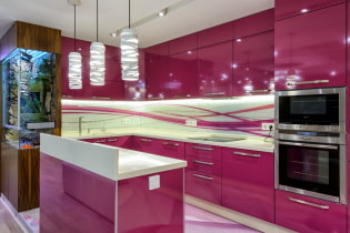Rózsaszín konyha: válogatott fotók, sikeres kombinációk és tervezési ötletek