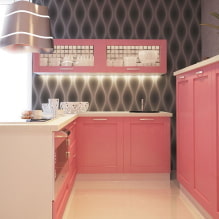 Rózsaszín konyha: válogatott fotók, sikeres kombinációk és tervezési ötletek-5