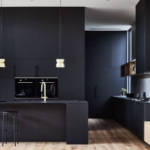 Fekete konyha: tervezési jellemzők, kombinációk, valódi fotók-1