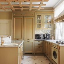 ห้องครัวสีเบจ: ภาพถ่ายของวัตถุจริง การผสมสี แนวคิดการออกแบบ-1