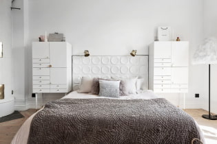 Hálószoba fehér színben: belső képek, tervezési példák