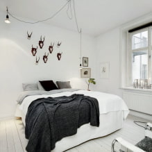 Hálószoba fehér színben: fotó a belső térben, tervezési példák-5