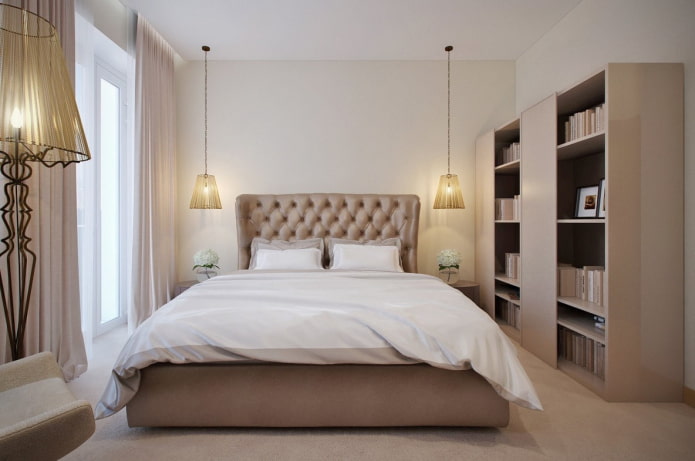 Bedroom in beige tones: photo in the interior, combinations, examples with bright accents