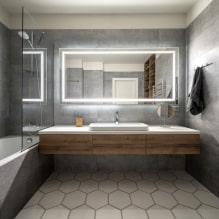 Graues Badezimmer: Designmerkmale, Fotos, beste Kombinationen-2