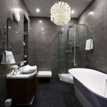 Szürke fürdőszoba: tervezési jellemzők, fotók, legjobb kombinációk-3