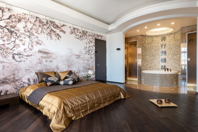 Schlafzimmer im japanischen Stil: Designmerkmale, Foto im Innenraum