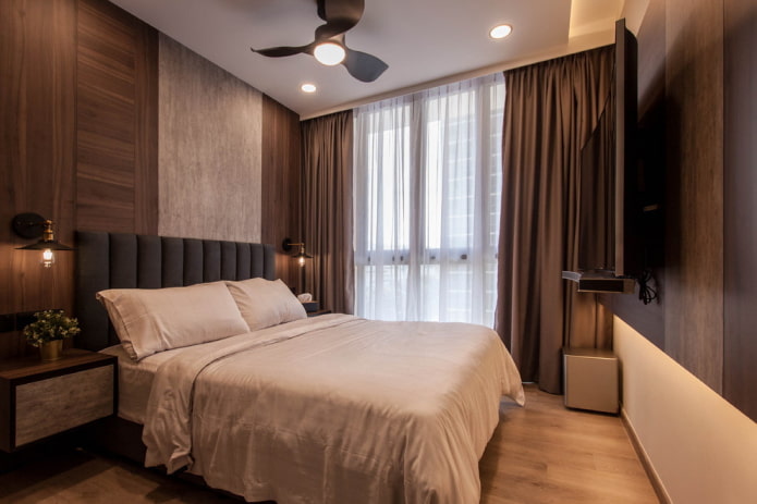 Bedroom in brown tones: features, combinations, photos in the interior