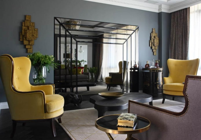Nappali art deco stílusban - a luxus és a kényelem megtestesítője a belső térben