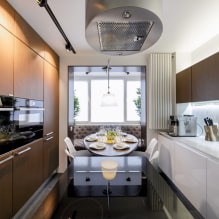 Küchendesign kombiniert mit Balkon: Foto im Innenraum, Ideen für Anordnung-4