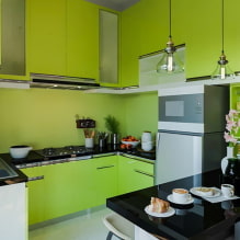 Grüne Küche: Fotos, Gestaltungsideen, Kombinationen mit anderen Farben-3