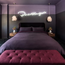 Beautiful purple bedroom in the interior-5