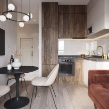 Kleine Wohnküche: Foto im Innenraum, Grundriss und Design-6