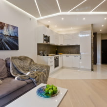 How to decorate the ceiling in the kitchen-living room? -5